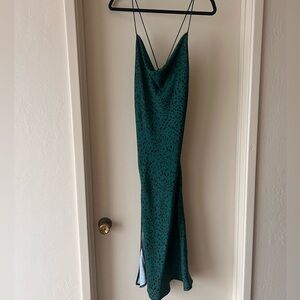 RESA Green Spaghetti Strap Slip Dress for Cocktail